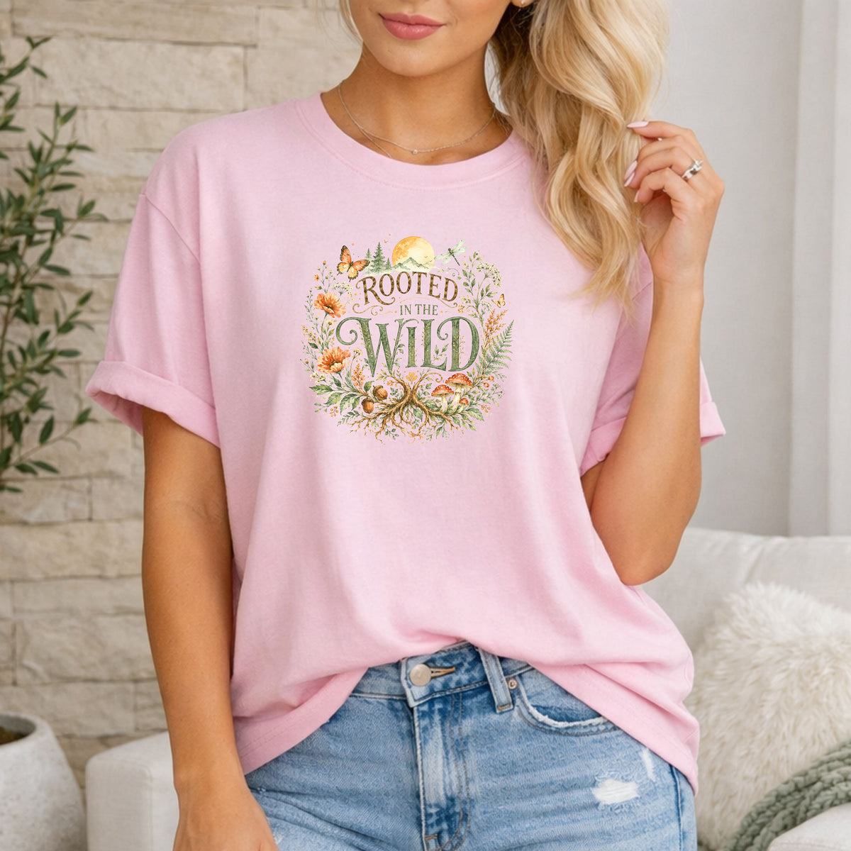 Rooted in the Wild T-Shirt, Boho Nature & Wildflower Tee