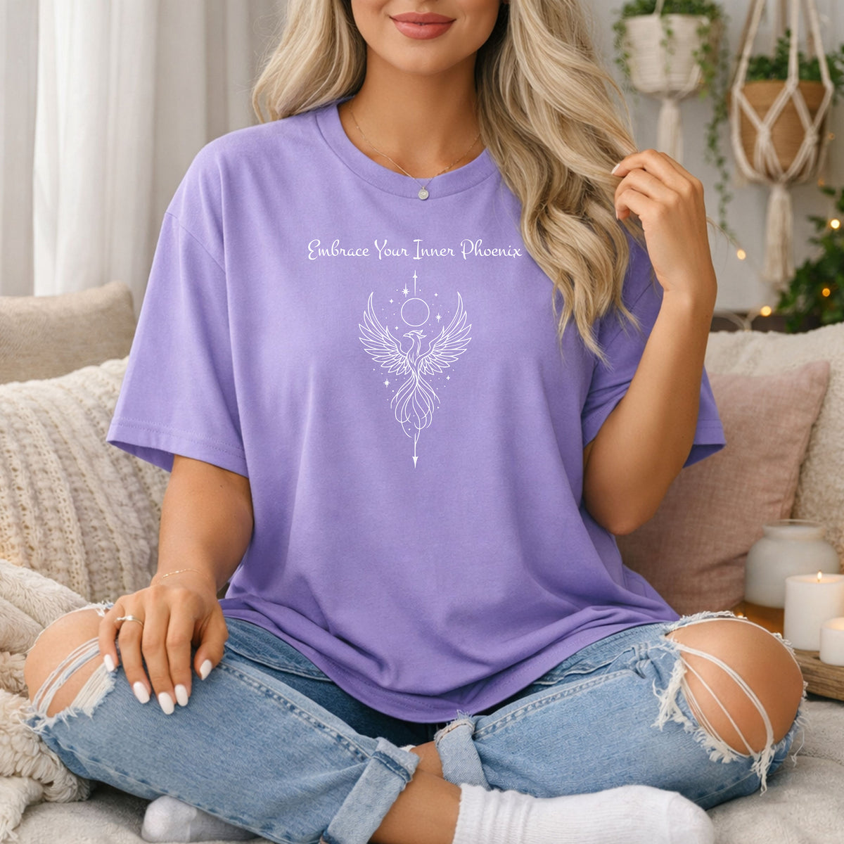 Embrace Your Inner Phoenix T-Shirt, Spiritual Apparel, Gift for Her, Boho Style, Self-Discovery Clothing