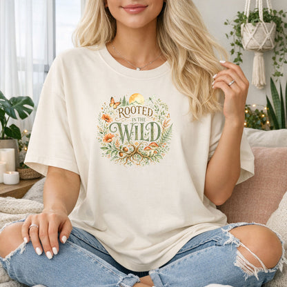 Rooted in the Wild T-Shirt, Boho Nature & Wildflower Tee
