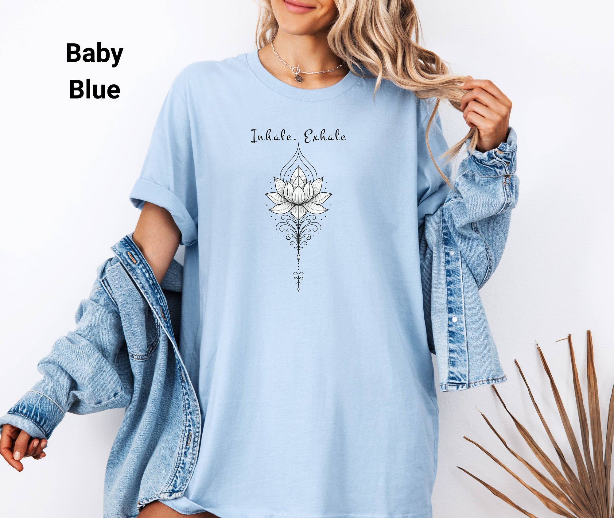 Lotus Flower Inspirational Tee, Inhale Exhale Tee, Mindfulness T-Shirt, Yoga Apparel, Gift for Her, Meditation Shirt, Relaxation Wear