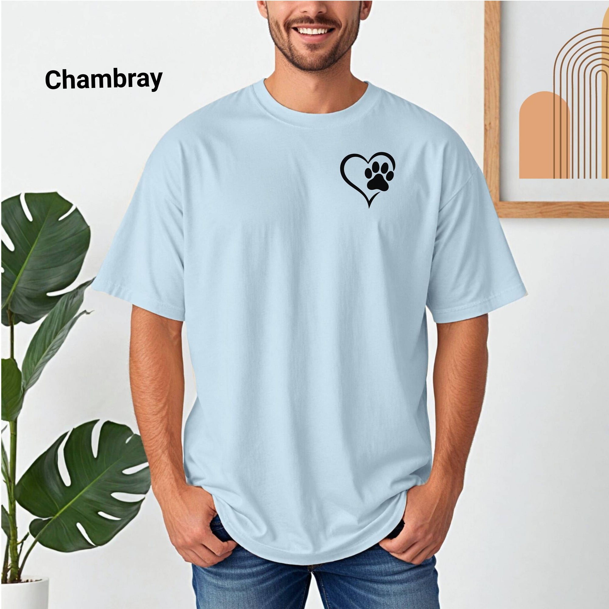 Pawprint On My Heart T-shirt, Pet Parent Tee, Casual Wear, Eco-Friendly Apparel, Gift for Dog Lovers, Animal Rescue Tee, Comfort Color Tee