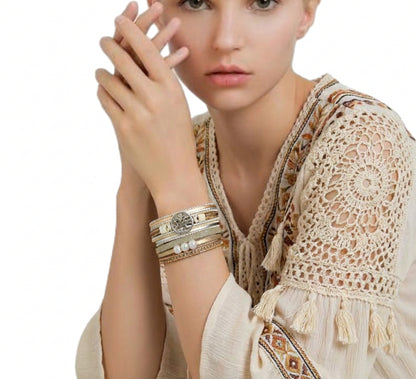 Tree of Life Boho Wrap Bracelet, Layered Inspirational Jewelry