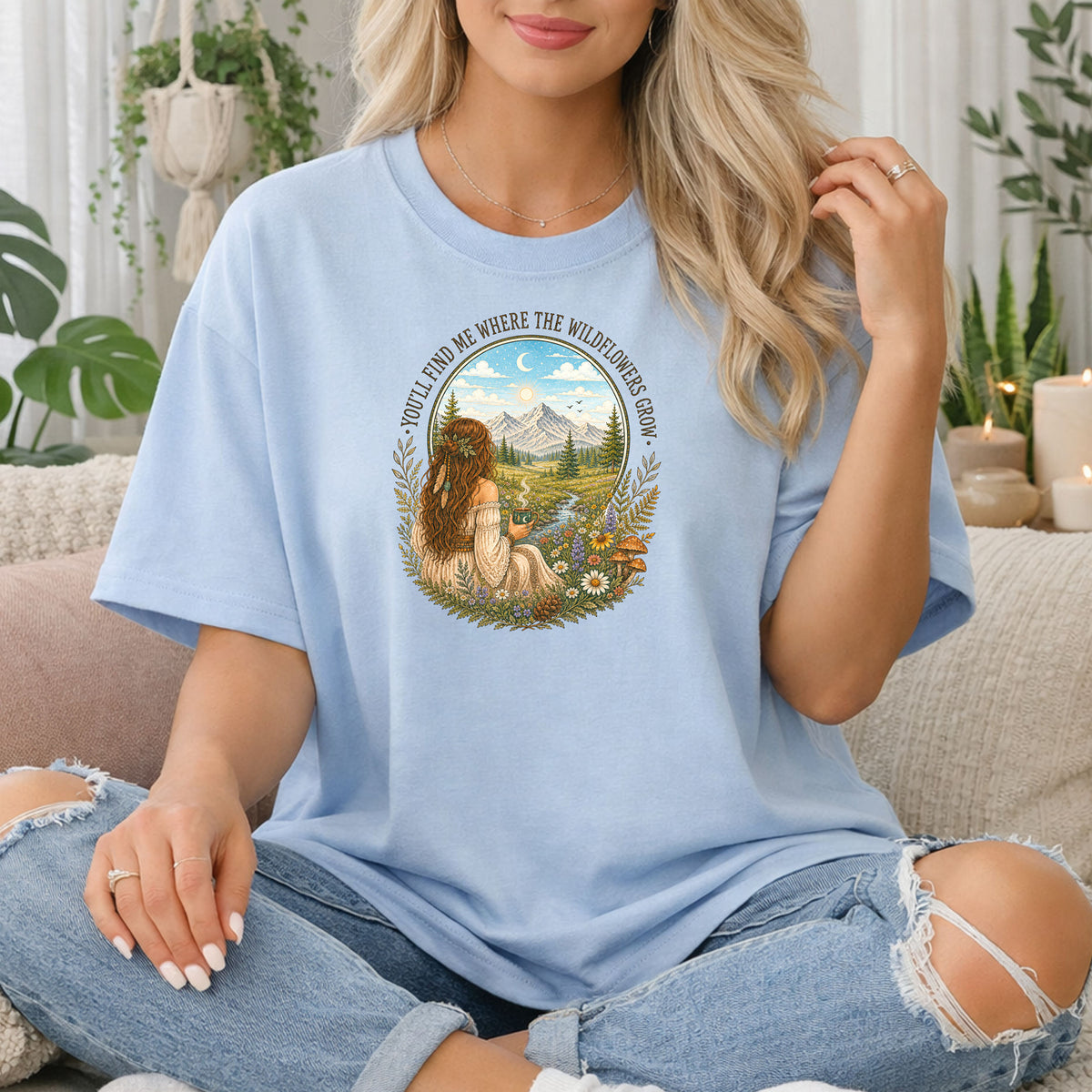 You’ll Find Me Where the Wildflowers Grow T-Shirt, Boho Nature Tee