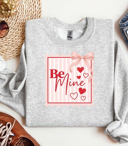 Be Mine Valentine Sweatshirt, Coquette Bow & Heart Design, Valentine hearts bow design