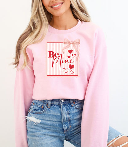 Be Mine Valentine Sweatshirt, Coquette Bow & Heart Design, Valentine hearts bow design