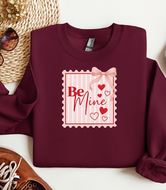 Be Mine Valentine Sweatshirt, Coquette Bow & Heart Design, Valentine hearts bow design