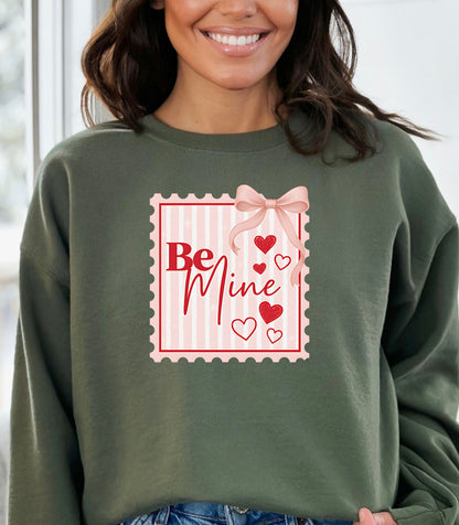 Be Mine Valentine Sweatshirt, Coquette Bow & Heart Design, Valentine hearts bow design