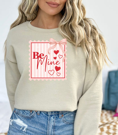 Be Mine Valentine Sweatshirt, Coquette Bow & Heart Design, Valentine hearts bow design