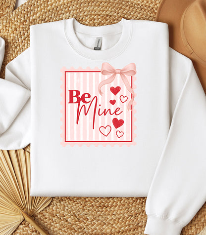 Be Mine Valentine Sweatshirt, Coquette Bow & Heart Design, Valentine hearts bow design