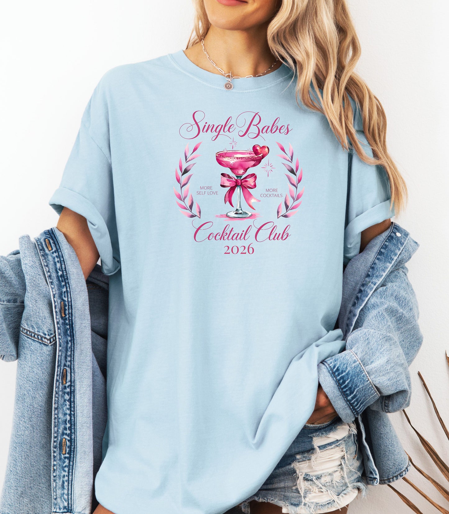 Single Babes Cocktail Club 2026 T-Shirt, Valentines Self-Love Edition, Bachelorette Party 2026
