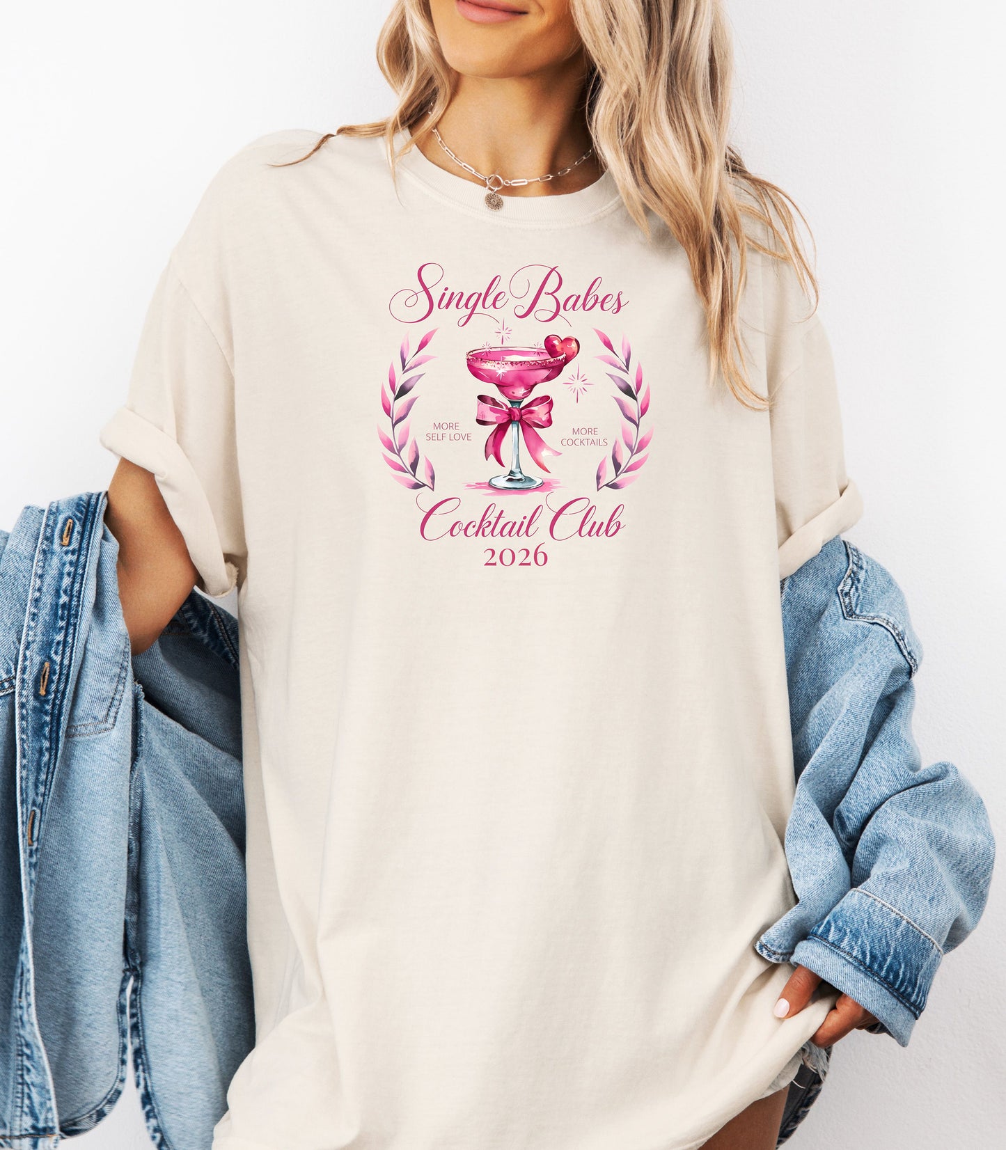 Single Babes Cocktail Club 2026 T-Shirt, Valentines Self-Love Edition, Bachelorette Party 2026