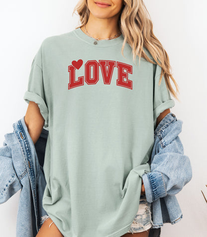 Varsity LOVE Valentine T-Shirt, Classic Collegiate Love Design