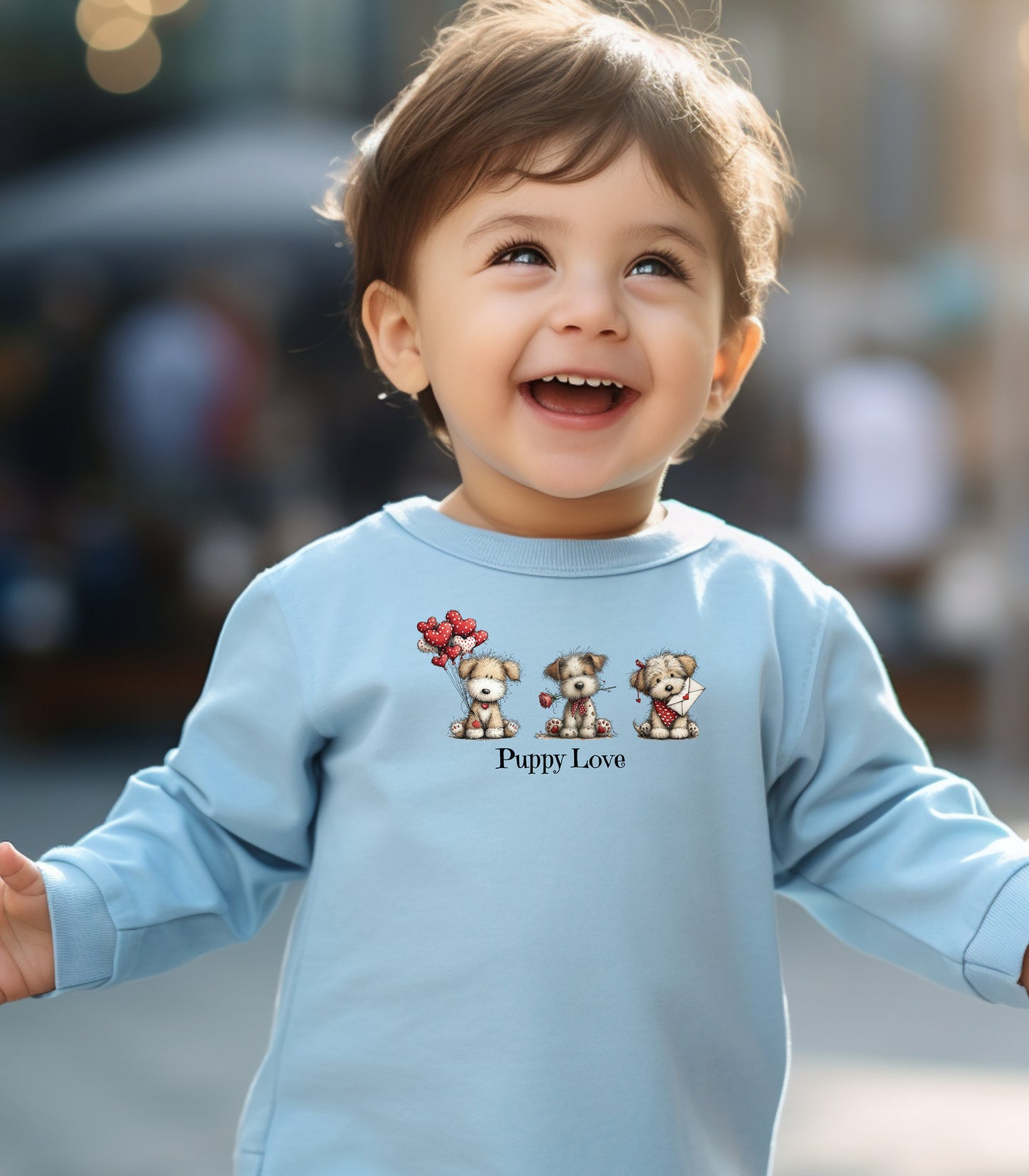 Puppy Love Valentine Toddler T-Shirt, Cute Puppies & Hearts Design