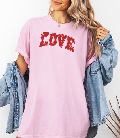 Varsity LOVE Valentine T-Shirt, Classic Collegiate Love Design