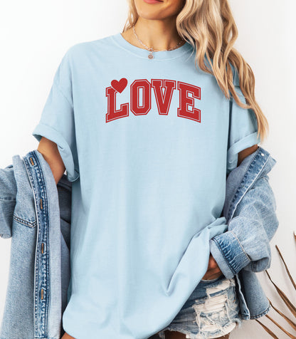 Varsity LOVE Valentine T-Shirt, Classic Collegiate Love Design