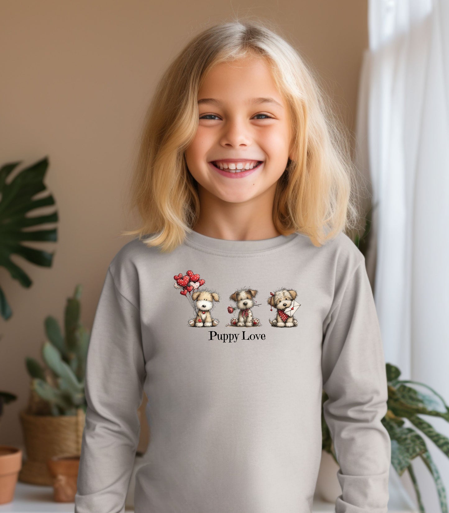 Puppy Love Valentine Toddler T-Shirt, Cute Puppies & Hearts Design