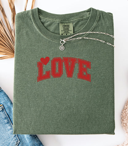 Varsity LOVE Valentine T-Shirt, Classic Collegiate Love Design
