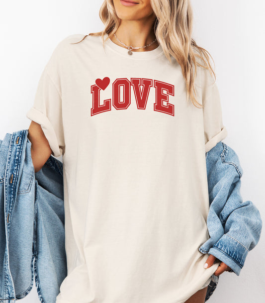 Varsity LOVE Valentine T-Shirt, Classic Collegiate Love Design