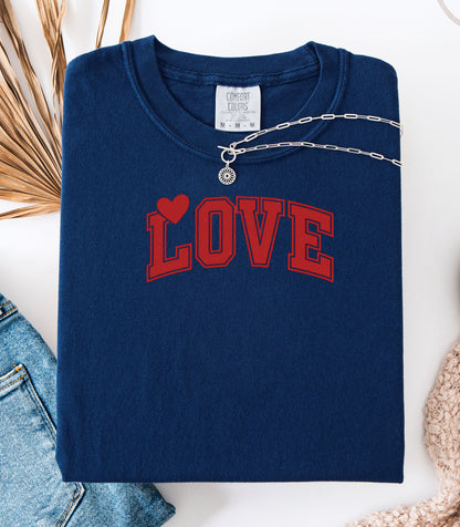 Varsity LOVE Valentine T-Shirt, Classic Collegiate Love Design