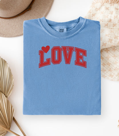 Varsity LOVE Valentine T-Shirt, Classic Collegiate Love Design