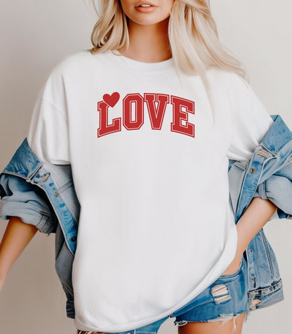 Varsity LOVE Valentine T-Shirt, Classic Collegiate Love Design