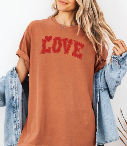 Varsity LOVE Valentine T-Shirt, Classic Collegiate Love Design