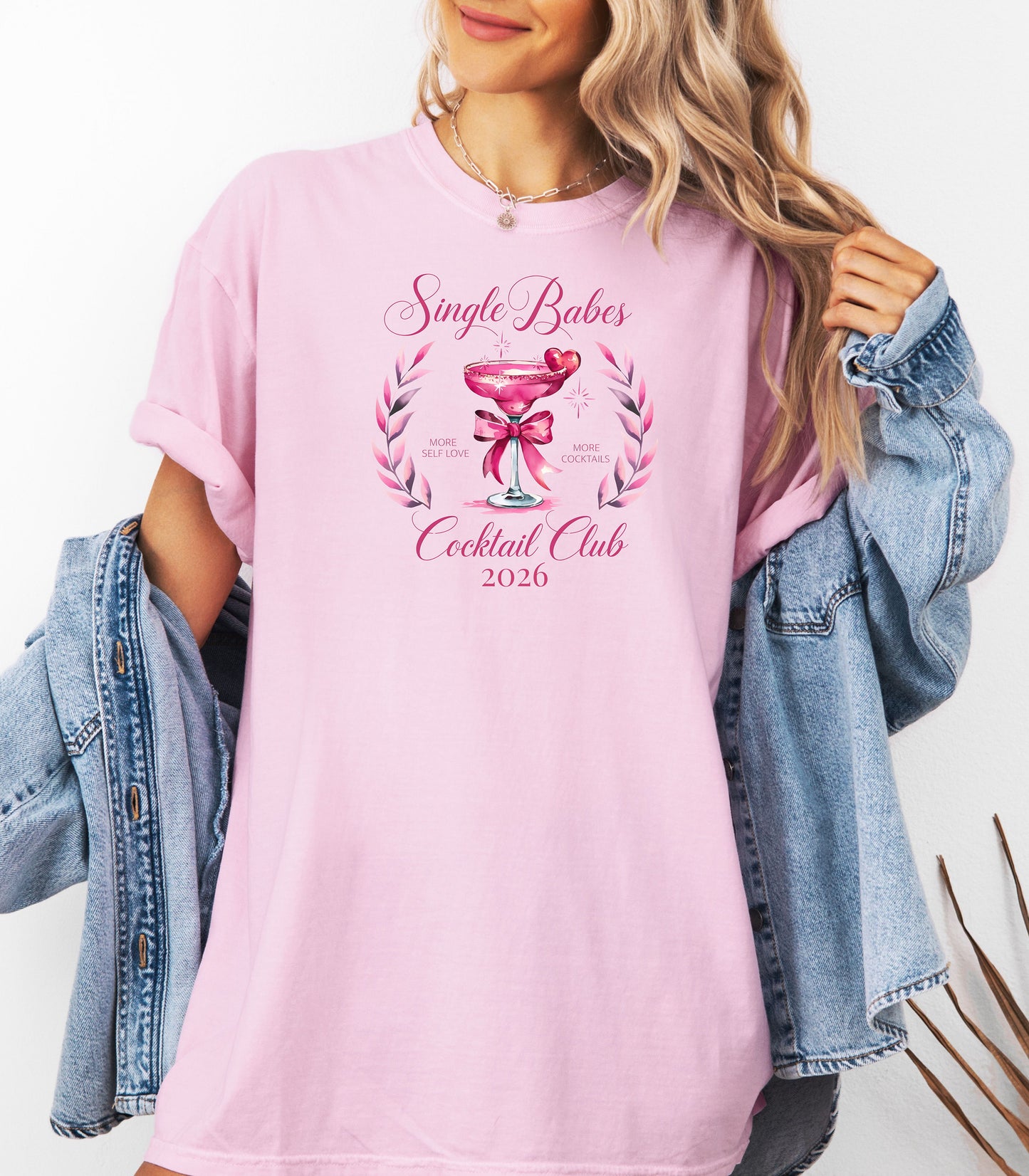 Single Babes Cocktail Club 2026 T-Shirt, Valentines Self-Love Edition, Bachelorette Party 2026