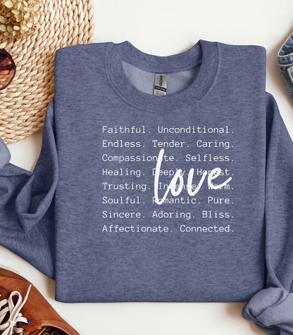 Love Words Valentine Sweatshirt, Romantic Typography Design