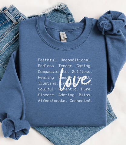Love Words Valentine Sweatshirt, Romantic Typography Design