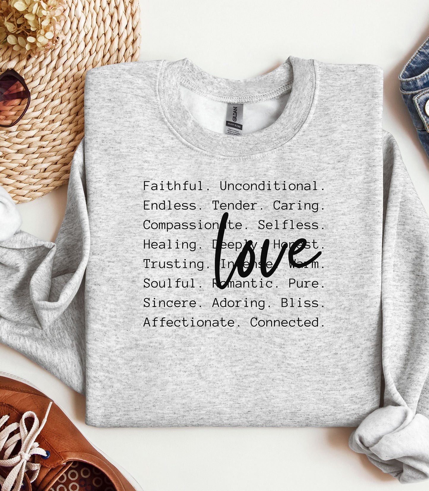 Love Words Valentine Sweatshirt, Romantic Typography Design