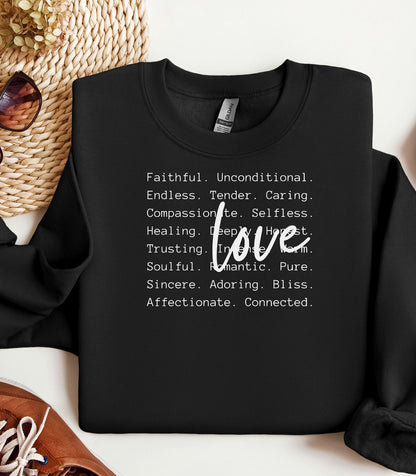 Love Words Valentine Sweatshirt, Romantic Typography Design