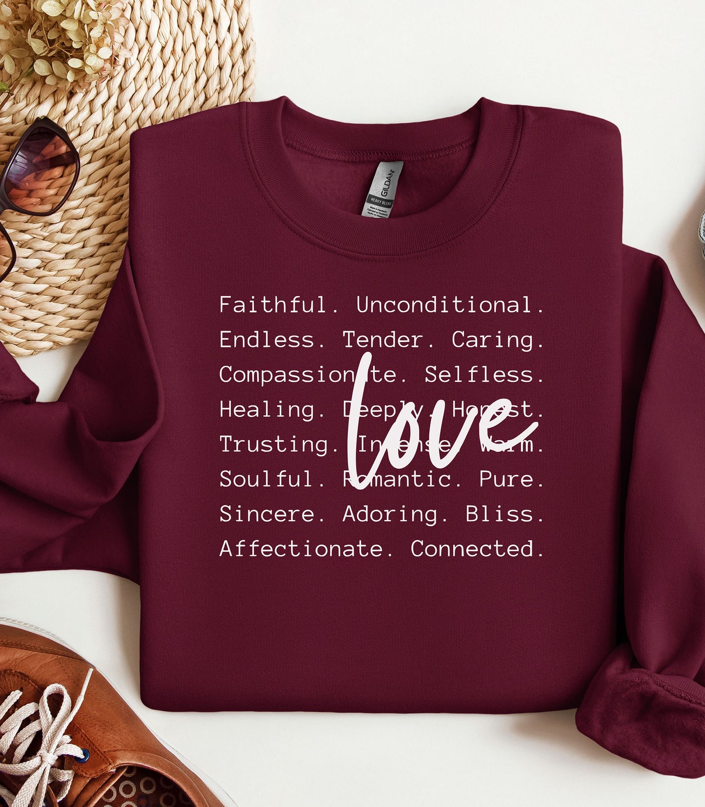 Love Words Valentine Sweatshirt, Romantic Typography Design