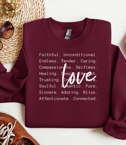 Love Words Valentine Sweatshirt, Romantic Typography Design
