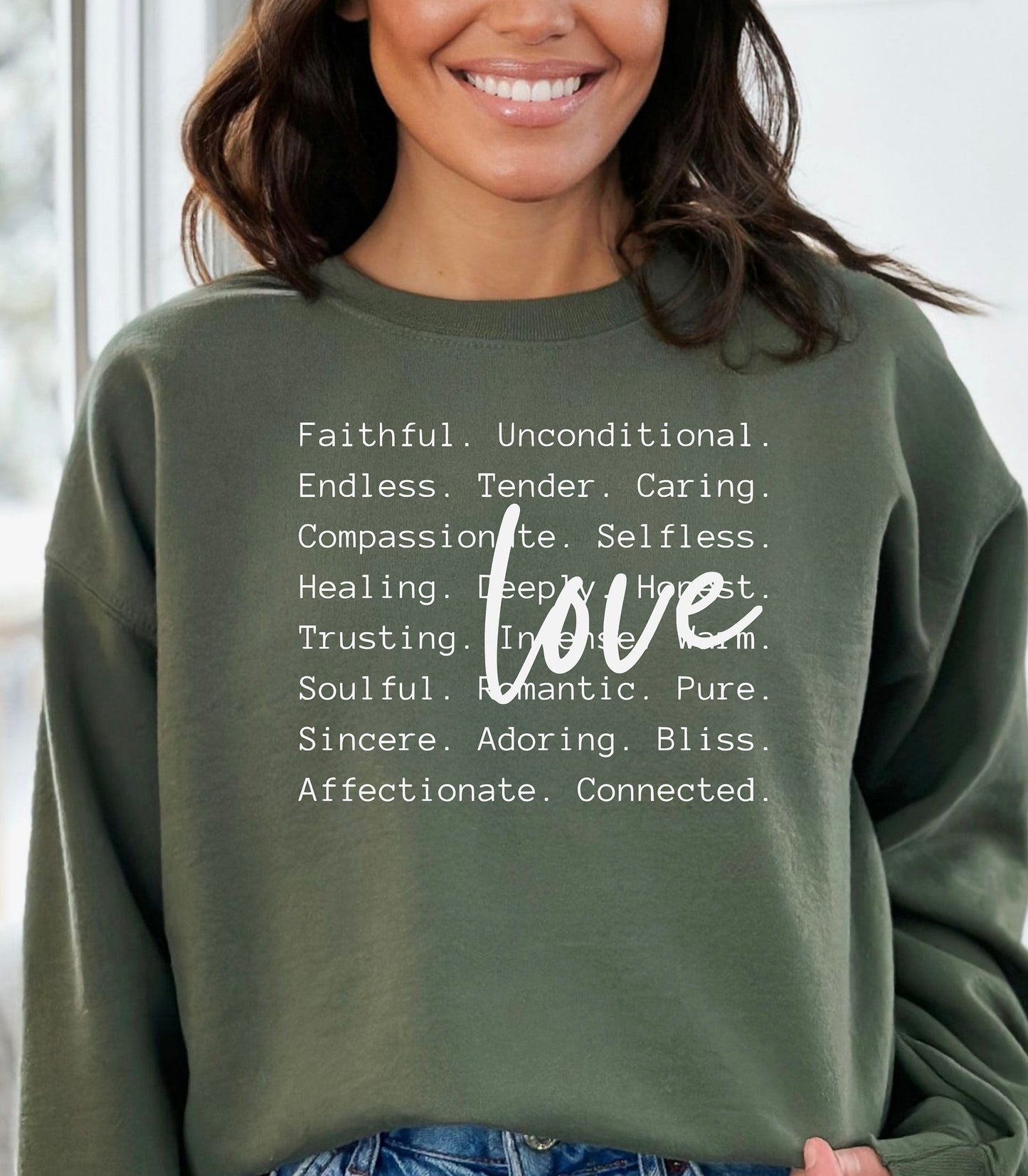 Love Words Valentine Sweatshirt, Romantic Typography Design