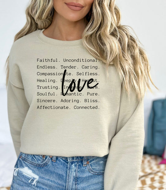 Love Words Valentine Sweatshirt, Romantic Typography Design