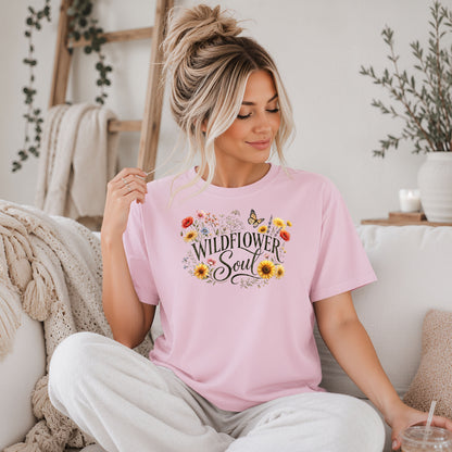 Wildflower Soul T-Shirt, Boho Floral Butterfly Graphic Tee