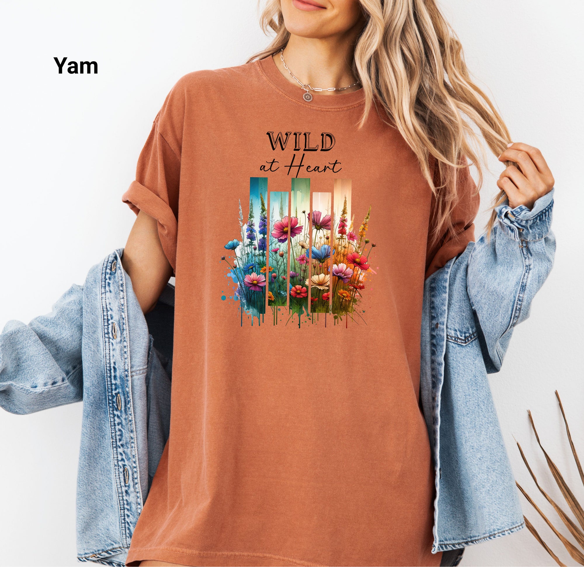 Wild at Heart Wildflower TShirt, Casual Botanical Tee for Garden Parties, Thoughtful Spring Gift, Bohemian Style Lovers, Comfort Colors® Tee, Garden Party Wear, Botanical Design