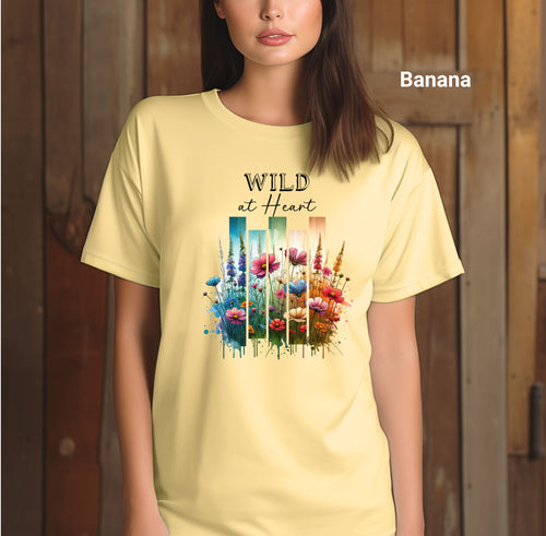 Wild at Heart Wildflower TShirt, Casual Botanical Tee for Garden Parties, Thoughtful Spring Gift, Bohemian Style Lovers, Comfort Colors® Tee, Garden Party Wear, Botanical Design