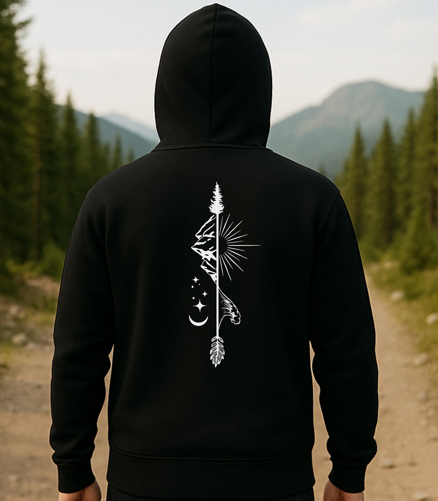 Moonlit Mountain Arrow Full Zip Hoodie, Mountain Explorer Zip-Up