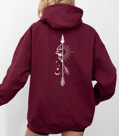 Moonlit Mountain Arrow Full Zip Hoodie, Mountain Explorer Zip-Up