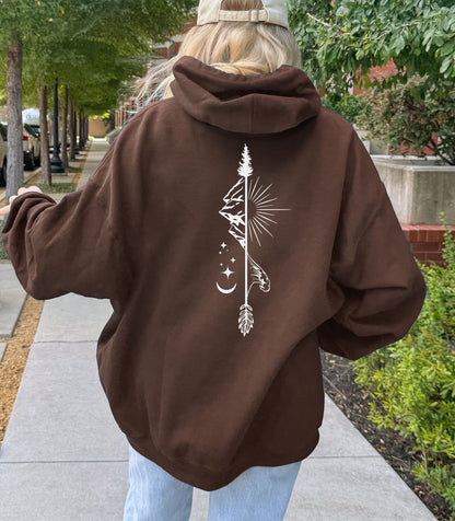 Moonlit Mountain Arrow Full Zip Hoodie, Mountain Explorer Zip-Up