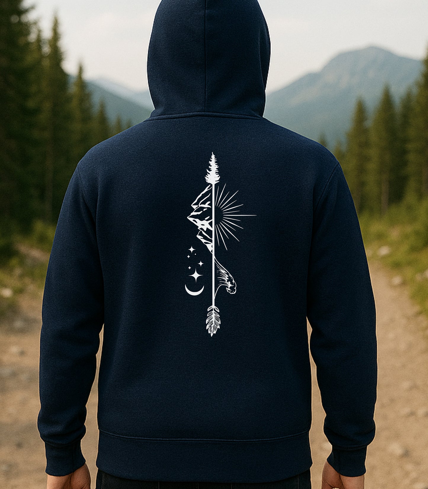 Moonlit Mountain Arrow Full Zip Hoodie, Mountain Explorer Zip-Up