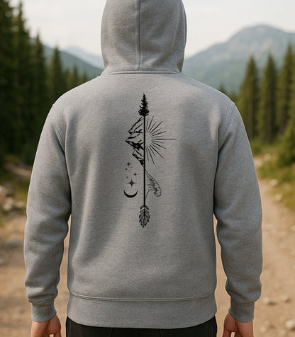 Moonlit Mountain Arrow Full Zip Hoodie, Mountain Explorer Zip-Up