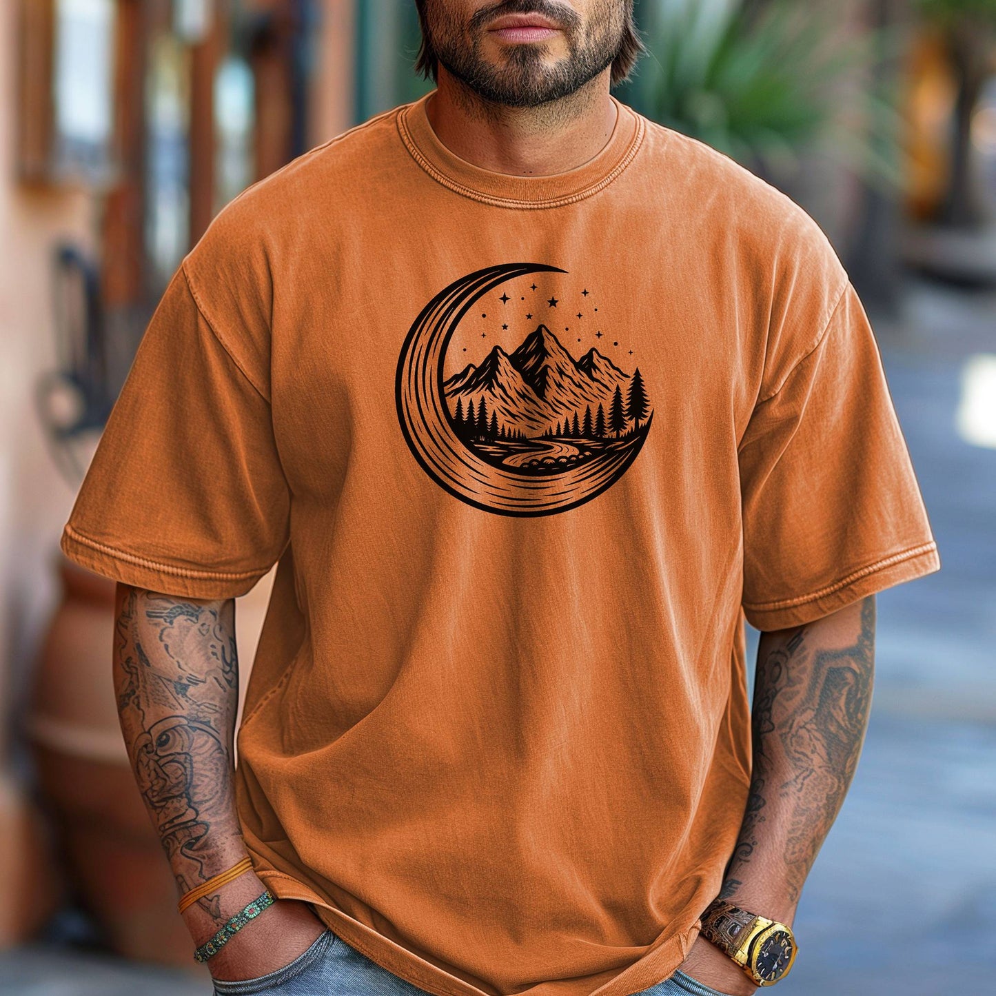 Celestial Wilderness Adventure T-Shirt, Night Sky Lovers, Hiking Tee, Camping Shirt