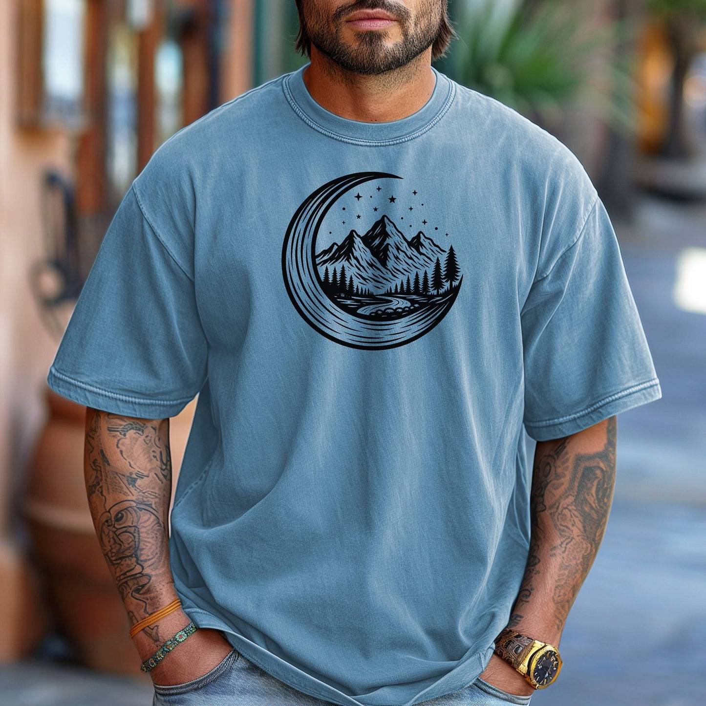 Celestial Wilderness Adventure T-Shirt, Night Sky Lovers, Hiking Tee, Camping Shirt