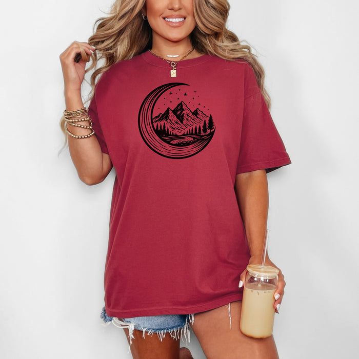 Wilderness Adventure T-Shirt – Moon, Mountains & Forest Graphic Tee