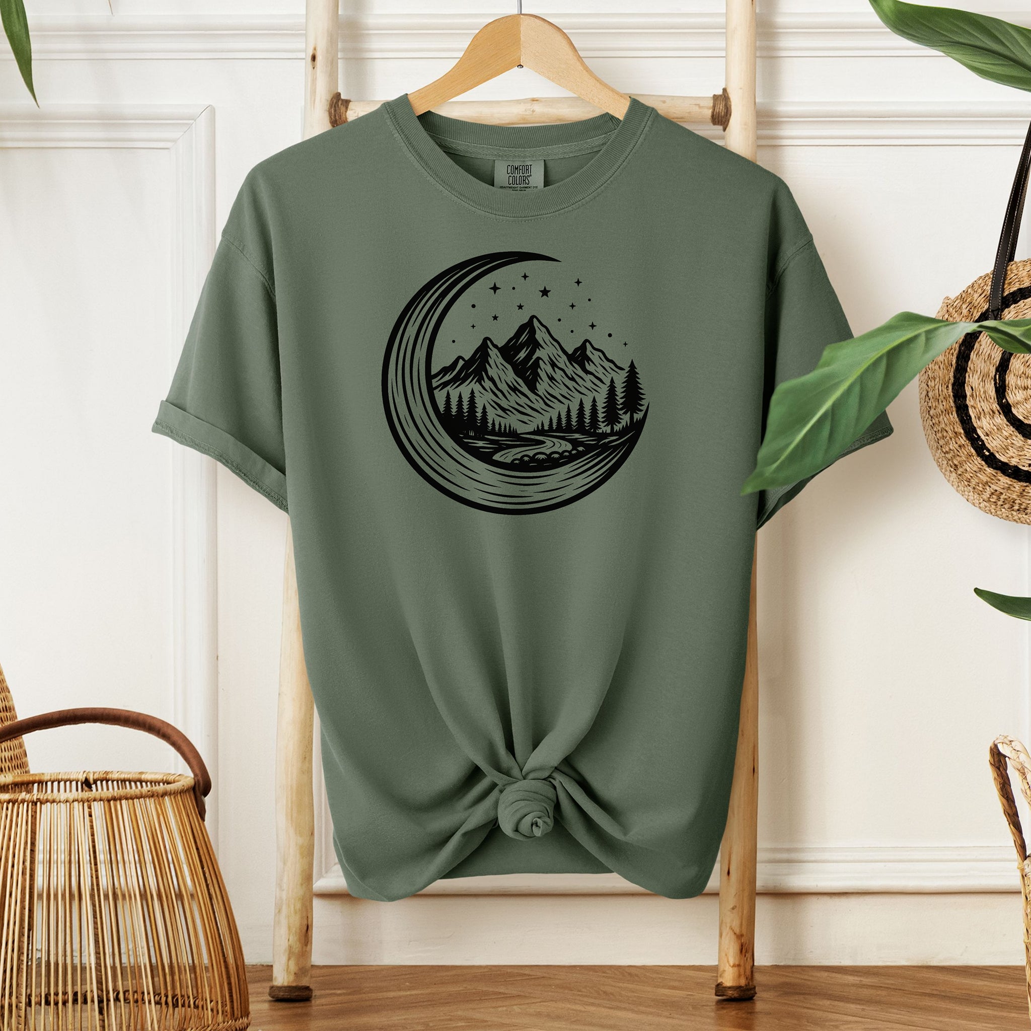 Wilderness Adventure T-Shirt – Moon, Mountains & Forest Graphic Tee