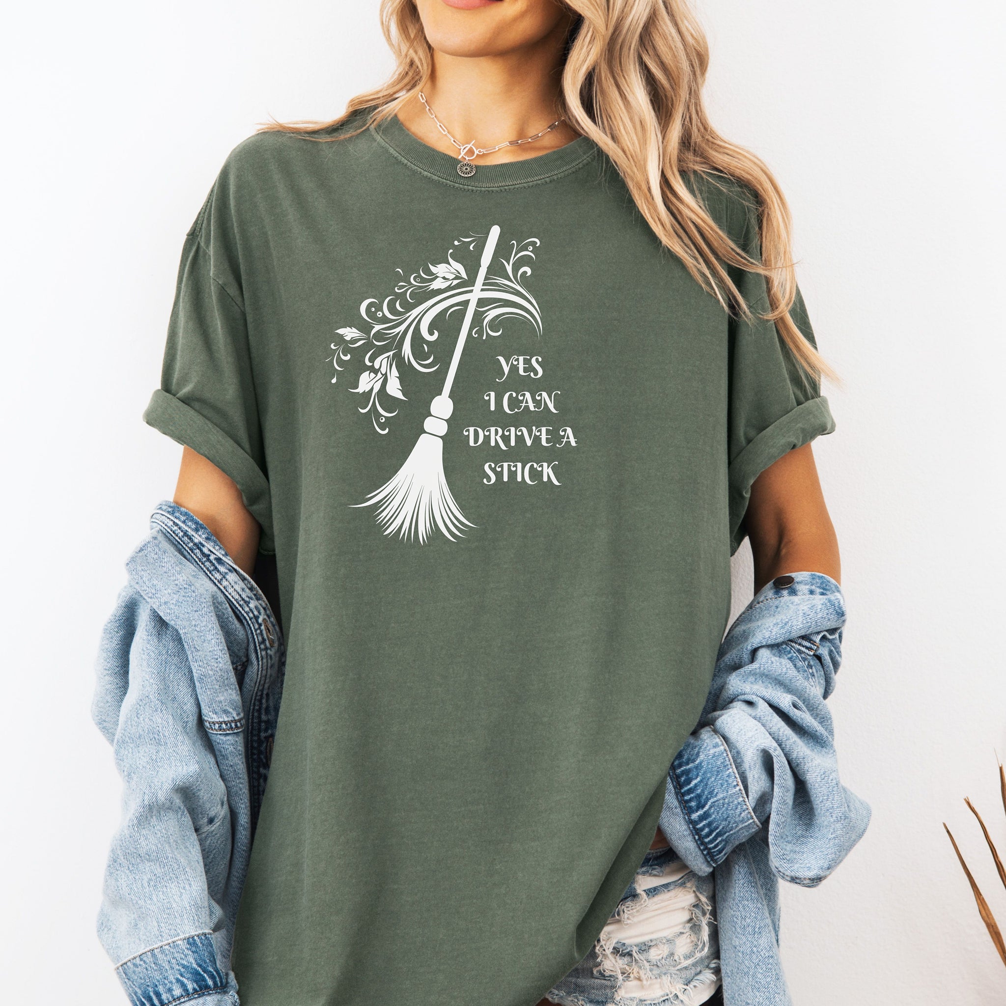 Yes I Can Drive a Stick – Witch Halloween Tee