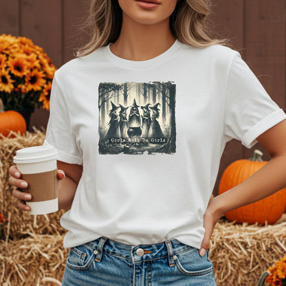 Vintage Girls Will Be Girls Witch Shirt, Mystical Forest T-Shirt, Boho Style Shirt, Witchy Vibe Tee, Vintage Halloween Women Shirt