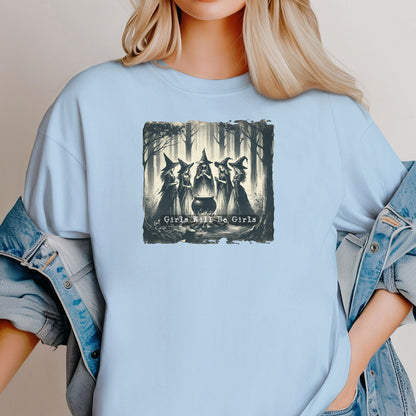 Vintage Girls Will Be Girls Witch Shirt, Mystical Forest T-Shirt, Boho Style Shirt, Witchy Vibe Tee, Vintage Halloween Women Shirt